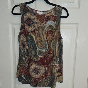 J. Jill Paisley Tank Top in Red, Brown, and Green